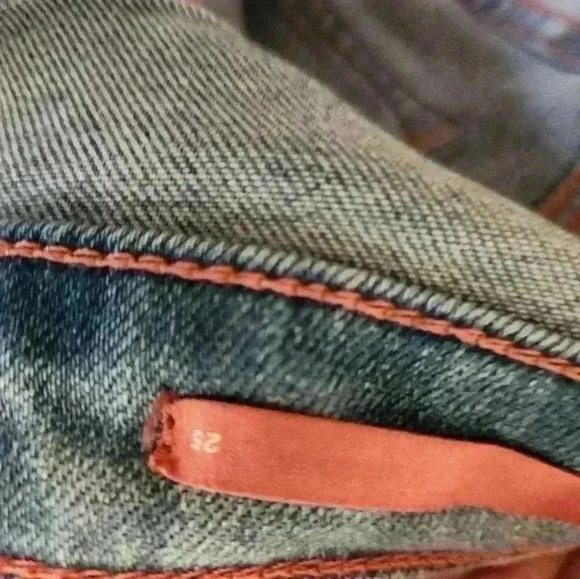 Anthropologie High Waist Flare Jeans Straight Leg size 25 Medium Dark Wash - Picture 10 of 13